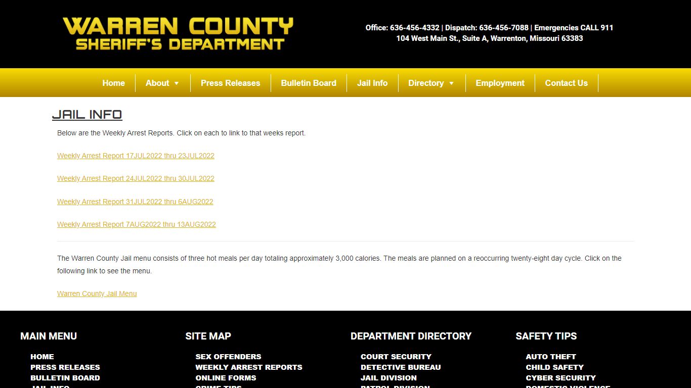 Jail Info – Warren County Sheriff Department